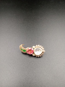 <b>Gold</b> Plated Silver Brooch Pear Cut Cubic Zirconia Pink Green Stones Unisex Party Jewelry <b>Clothes</b> Peacock Design Brooch Pins - Product Image 2