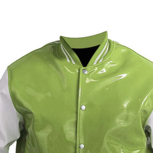 Chaqueta Varsity de Cuero PVC para Hombre, Estilo Urbano, Chaqueta Bomber de Béisbol, Chaqueta Varsity de Cuero PVC de Moda para Hombre - Product Image 3