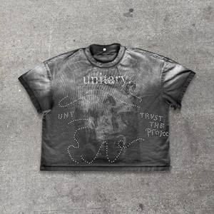 T-shirt streetwear surdimensionné et court pour homme, personnalisé OEM, en coton, imprimé graphique, style hip-hop, grammage lourd - Product Image 6