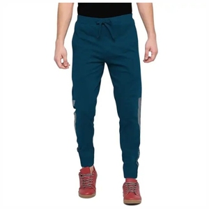 Men's Teal Sweatpants Elastic Waist <b>Drawstring</b> Closure Side Stripe Casual Joggers Autumn Wear Casual Ankle-Length Spring Wear - Product Image 1