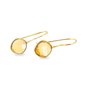 ต่างหูเงินแท้ 925 ประดับพลอยซิทรินทรงหยดน้ำ |   ต่างหูแบบห่วงลวดประดับซิทรินธรรมชาติขนาด 8 มม. |   เครื่องประดับเงินสวยหรูสำหรับผู้หญิง - Product Image 1