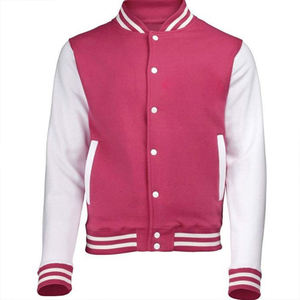 Chaqueta Estilo Universitaria para Hombre en Color Granate y Blanco con Ribete Acanalado a Rayas, Cierre de Botones a Presión, Ligera, Informal, Urbana y a la Moda - Product Image 4