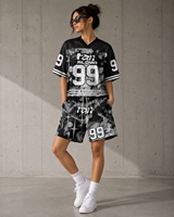 Ensemble short et maillot en mesh surdimensionné personnalisé, haute qualité, respirant, streetwear, ensemble de survêtement d'été unisexe, athlétique premium, deux pièces