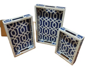 Bandeja Decorativa Rectangular con Incrustaciones de Hueso Azul, Plato para Servir de Madreperla, Vajilla Pulida para Hogar y Hotel - Product Image 3