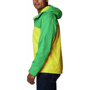 Veste de pluie à capuche pour homme, couleur verte et jaune, imperméable, décontractée, pour le printemps, vêtements d'extérieur, coupe régulière, fermeture éclair - Product Image 1