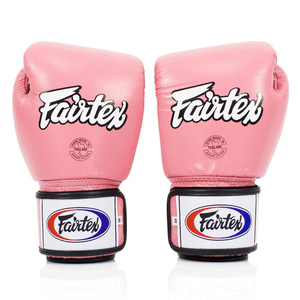 Guantes de Boxeo Fairtex Profesionales de Primera Calidad para Entrenamiento y Sparring de Muay Thai, con Correa, Color Rosa y Negro, Cuero Original, OEM - Product Image 1