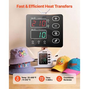 Pressa Termica per Cappelli con Piastra Riscaldante Grande 8.5 X 4 Pollici, Controllo Preciso di Temperatura e Tempo, Stiratore per Cappelli Specifico per f - Product Image 2