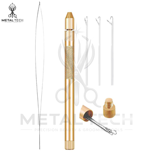 Gold Silver Hair Extension Tool Kit Wire Loop <b>Threader</b> Pulling Hook Handle Replacement <b>Needles</b> Set for Micro Bead Link - Product Image 2