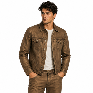 Chaqueta vaquera para hombre con tela vaquera resistente, bolsillos prácticos y silueta clásica para uso casual, viajes y actividades al aire libre. - Product Image 1