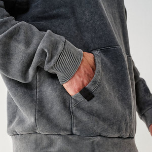 Acid Wash Tracksuit <b>Set</b> Custom Logo Oversized Casual Sportswear <b>Matching</b> Hoodie <b>Jogger</b> Outfit For Men - Product Image 2