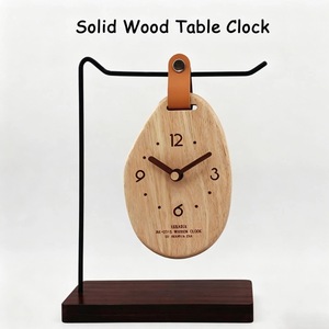Horloge de bureau ovale en bois de haute qualité, mouvement à quartz, fonctionne à piles, design minimaliste - Product Image 3