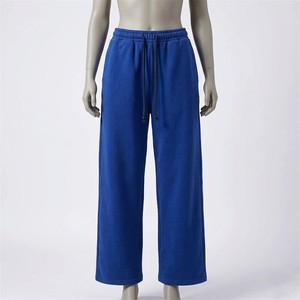 Pantalones Deportivos de Pierna Recta Azul Sólido, Pantalones de Algodón Suave para Estar en Casa, Cintura Elástica con Cordón, Uso Diario Informal, Ropa Personalizada OEM - Product Image 5