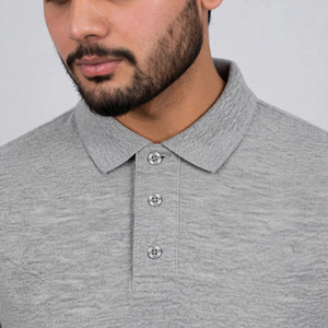 Men's Gray Cotton <b>Shirt</b> <b>Half</b> Sleeve <b>Button</b> Front Logo Casual Breathable Knitted Fabric 180g Regular Fit Customized Brand - Product Image 5