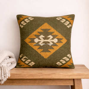Tribal Kilim <b>Decorative</b> <b>Pillow</b> Cover with Heritage Medallion Design for Boho Farmhouse & Southwestern Decor - Product Image 2