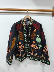 Veste en coton brodée Suzani, vêtement ethnique coloré, veste de fête en coton, veste bomber Suzani. - Product Image 3