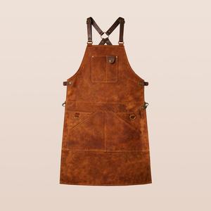 Cafe Staff Custom Logo Bulk Wholesale Supplier Durable Adjustable Leather <b>Apron</b> for <b>BBQ</b> LPN-0232 - Product Image 4