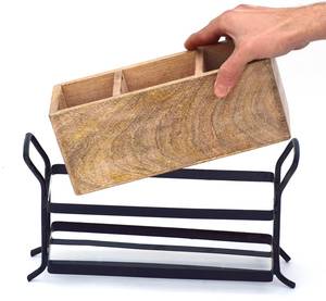 Handmade Mango Wood <b>Kitchen</b> Utensil <b>Caddy</b>: Farmhouse Organizer - Product Image 6