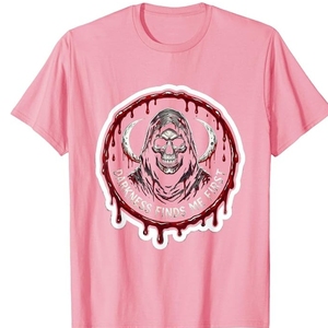 Men's Light Blue <b>Gothic</b> Skull T-Shirt With Blood Drip Design Short Sleeve O-Neck Regular Fit Printed Pattern Front Logo - Product Image 2