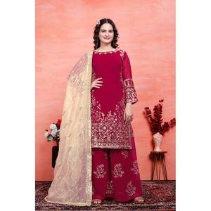 Ensemble de tailleur de soirée pour femmes avec haut plazzo brodé et look élégant Dupatta - Product Image 4
