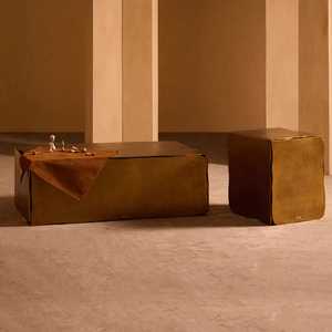 Spotlight Product Modern Coffee <b>Table</b> Minimalist Design Handmade Living Room Furniture Metal Frame <b>Brown</b> Finish - Product Image 4