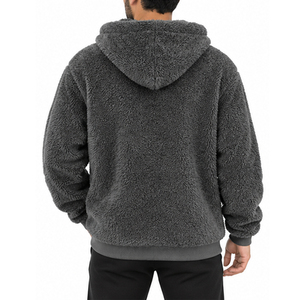 <b>Men</b> Women Warm <b>Sherpa</b> <b>Fleece</b> Hoodie Custom Soft Plush Winter Zipper Hooded Sweatshirt Casual Streetwear Private Labels Factory - Product Image 2