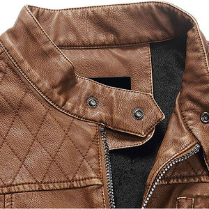 Chaqueta de Cuero Genuino de Vaca de Primera Calidad, Estilo Vintage, Transpirable, con Cuello Alto Ajustable, Precio de Fábrica, Buena Chaqueta para Hombre - Product Image 3