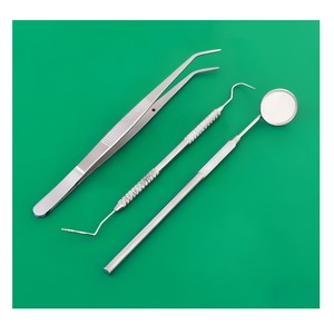 Kit de base d'examen dentaire composé de 3 outils de diagnostic avec miroir buccal, sonde et pince à épiler Instruments de chirurgie dentaire - Product Image 1