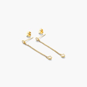 Boucles d'oreilles pendantes en diamant de laboratoire, or jaune 14 carats, serties clos, 4 pierres, délicates, minimalistes, pour tous les jours, cadeau, bijoux - Product Image 3