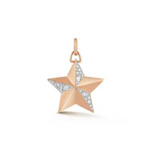 Colgantes de Medallón Escudo Estrella del Norte Celestial de 1 Pulgada con Diamante Cultivado en Laboratorio de Corte Redondo y Engaste Pavé, Oro Sólido de 14K, Venta al por Mayor - Product Image 5