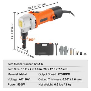 Cesoia Elettrica Potente da 550W, 2200 RPM, Rotazione a 360 Gradi, Macchina per Taglio a C a 360 Gradi, Tagliatrice per Metallo - Product Image 4