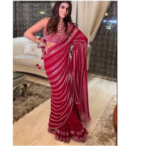 Sari en faux georgette le plus vendu pour femmes – Tenue ethnique haut de gamme, élégant et traditionnel pour fêtes et mariages – En promotion - Product Image 1