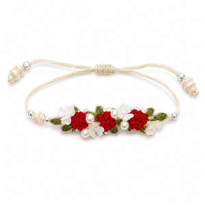 Bandas bordadas a mano con cuentas pulsera de hilo floral con perlas para <b>regalo</b> o decoracion de boda - Product Image 1
