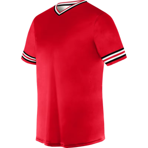 เสื้อฟุตบอลคอวีสีแดงแบบยูนิเซ็กซ์ แขนสั้น ระบายเหงื่อ แห้งเร็ว ยืดได้สี่ทิศทาง ผลิตจากโพลีเอสเตอร์รักษ์โลก สีพื้น - Product Image 5