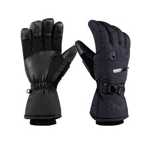 Gants de ski et de snowboard pour hommes en cuir, imperméables, coupe-vent, à doigts entiers, compatibles avec les écrans tactiles, isolés, avec sangles de poignet réglables - Product Image 5