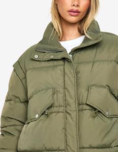 Veste longue unisexe en coton tissé matelassée imperméable respirante à fermeture éclair de couleur unie - Manteau de mode d'hiver - Product Image 2