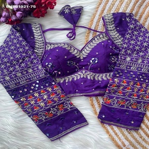 Heavy Vichitra Silk with Sequence & Mirror work 3/4 Sleeve & Sweet-Heart Neck Blouse Collection Supplier from Surat - Product Image 1