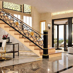 Rampe d'escalier élégante en fer forgé, main courante sur mesure, garde-corps de terrasse durable, design métallique robuste, anti-rouille, utilisation intérieure et extérieure - Product Image 5