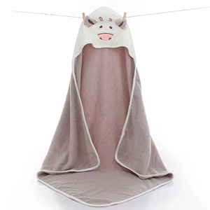 Hooded Bath <b>Towel</b> For Kids Cartoon Cow Design Soft Absorbent <b>Wearable</b> Wrap With Ears And Horns Kids Hooded <b>Towel</b> - Product Image 3