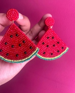 Boucles d'oreilles pendantes de luxe en forme de fruits tropicaux pour femmes et jeunes filles, style bohème, plaqué argent, perles géométriques, bijoux de fête - Product Image 5