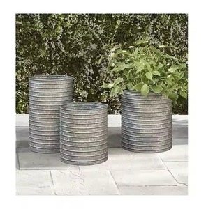 Jardinière extérieure galvanisée, pot à fleurs en métal durable, conteneur décoratif, décoration de jardin et de balcon - Product Image 5