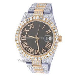 Montre-bracelet automatique élégante en moissanite avec diamant pour hommes, acier inoxydable de haute qualité, analogique, style hip hop antique de 41mm, entièrement glacé - Product Image 3