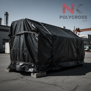 Bâche noire imperméable sur mesure avec coins renforcés et surface doublement laminée pour le transport de marchandises et la construction - Product Image 4