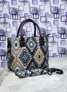 Sac à main bohème multicolore en jacquard diamanté, ensemble 2 pièces (fourre-tout et bandoulière), grande capacité, durable et imperméable - Product Image 3