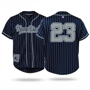 Camiseta de Béisbol de Nueva York 23, Rayas Azules y Grises, Sublimada, Absorbente de Humedad, Manga Corta, Uniforme Masculino, Corte Regular - Product Image 1