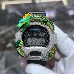 Reloj Digital Green Dragon Iced con Brillo, Cronómetro, Personalizado, de Lujo, con Caja de Acero Inoxidable para el Movimiento, Correa de Goma para Hombre - Product Image 1