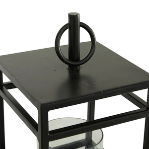 Modern Matte Black Square <b>Lantern</b> Industrial Metal <b>Hurricane</b> Candle Holder Minimalist Tabletop <b>Lantern</b> with Glass Chimney for - Product Image 2