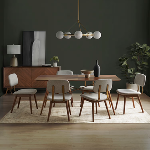 Modern <b>Wooden</b> <b>Dining</b> Room Set 6 Piece Midcentury Style <b>Extendable</b> <b>Table</b> Chairs Solid Back Home Furniture for <b>Dining</b> Area - Product Image 2