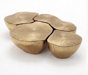 Royal Vintage Design <b>Gold</b> Modern Contemporary 3-in-1 Extendable Coffee <b>Table</b> Aluminium Top <b>gold</b> color Living Room Furniture - Product Image 2