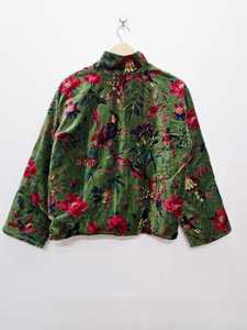 Chaqueta de Terciopelo con Estampado Tropical de Lujo, Chaqueta Bomber de Terciopelo Verde Floral para Mujer, Abrigo Corto de Invierno, Ropa Exterior Elegante Estilo Boho para Novia - Product Image 6