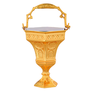 Seau à eau bénite robuste à 6 coins |   Seau à eau bénite liturgique en laiton – Export Corporation - Product Image 1